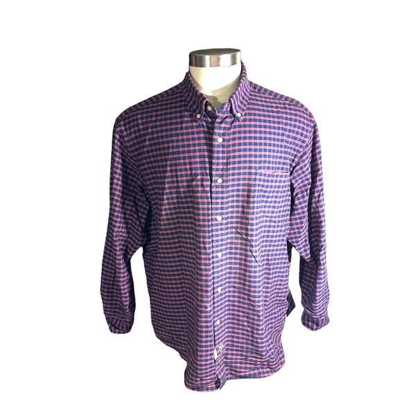 Cremieux 38 Classics Navy Red & White Gingham Long Sleeve Button Up Shirt Sz XXL - Picture 2 of 13